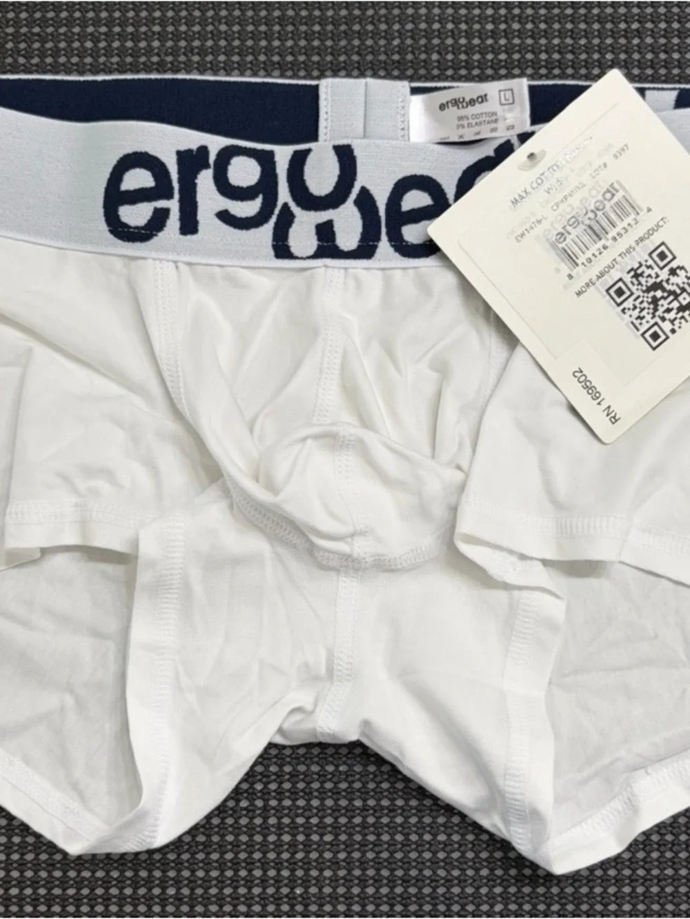 Lot of 2 - Ergowear White Men’s Briefs with Navy Logo Waistband